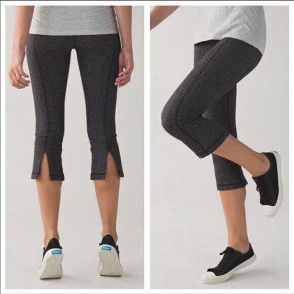 Lululemon Pants - Lululemon Gather &‎ Crow Crop II Leggings Heathered Herringbone Gray Size 4